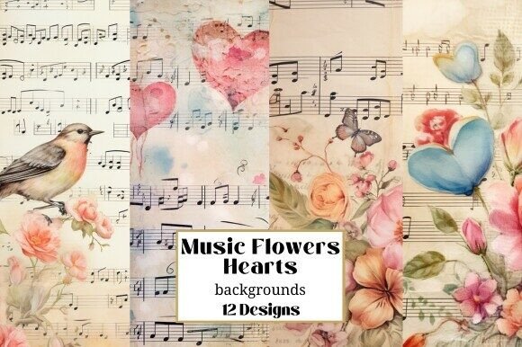 12 Hearts Flowers Music Backgrounds: A Designer's Digital Toolkit