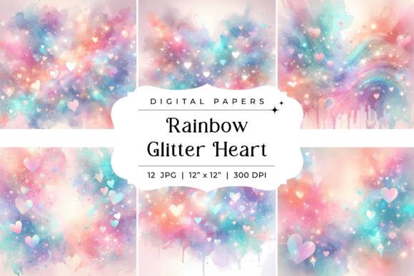 Rainbow Glitter Heart Backgrounds: A Spark of Joy for Your Projects
