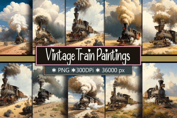 Timeless Charm: Vintage Train Oil Painting Backgrounds