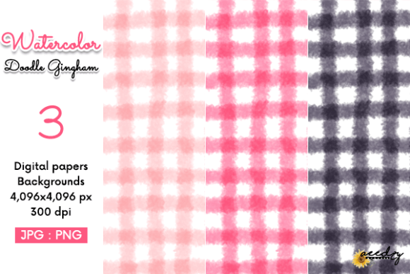 Watercolor Doodle Gingham Backgrounds: A Creative Asset for Modern Projects